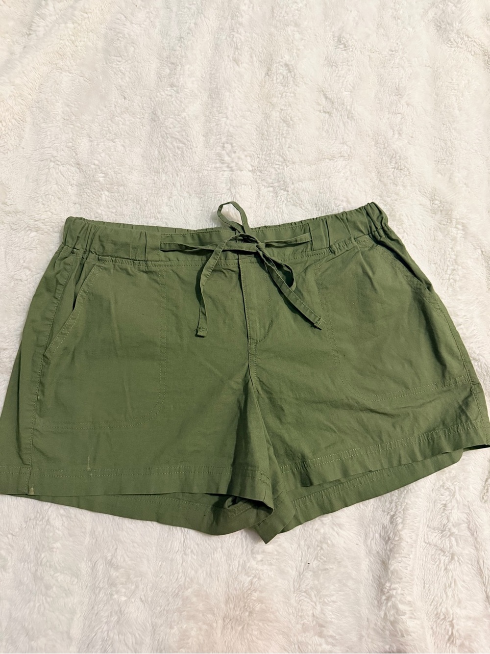 Merona Olive Drawstring High-Waist Cotton Shorts